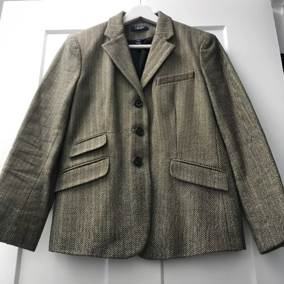 CHAPS Women’s Herringbone Blazer Black/Tan 8 - Picture 4 of 8